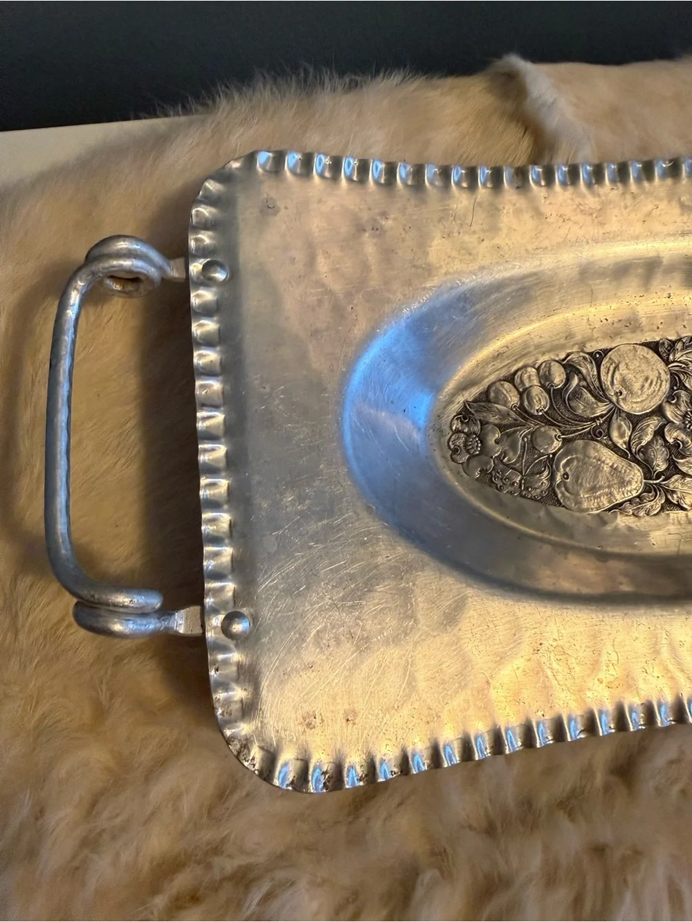 Vintage Cromwell 1950’s Hand Wrought Forged Serving Tray Platter With Handles